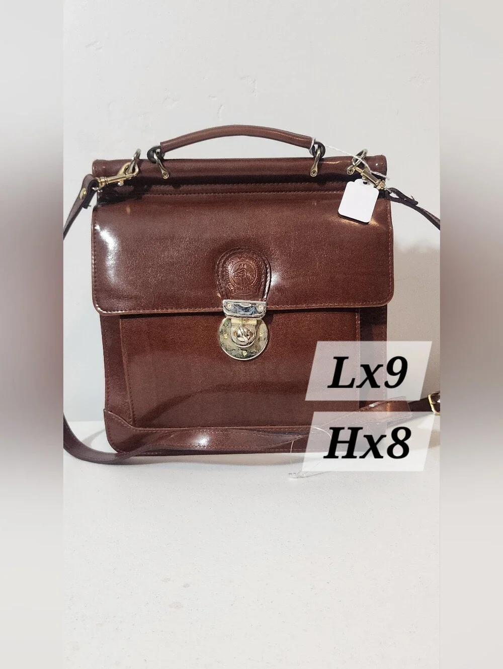 Men's Brown  Leather Briefcase with Top Handle and Shoulder Strap